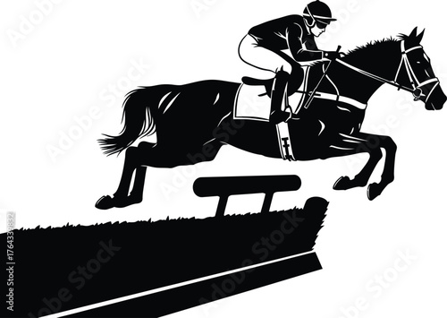 steeplechase horse silhouette vector black and white  