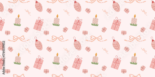 seamless pattern with christmas candles. Vector for winter holiday