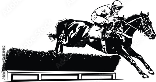 steeplechase horse silhouette vector black and white  