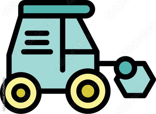 Combine harvester working on a smart farm, using innovative technologies for agriculture and harvesting