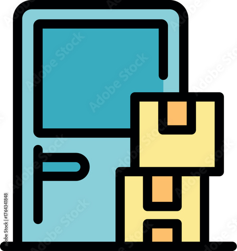 Cardboard boxes left at the front door, depicting a home delivery service