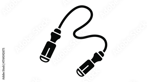 Jump Rope Silhouette: A minimalist, high-contrast image of a jump rope, exuding energy and motion, perfect for fitness and wellness themes.