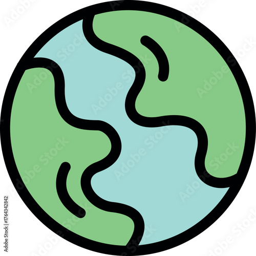 Simple icon of planet earth representing continents and oceans