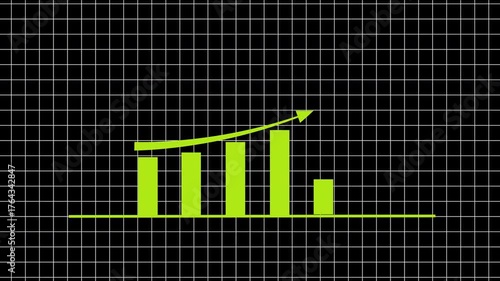 Modern corporate animation showing dynamic line graph on grid background, ideal for business analytics, finance, and data-driven presentations.