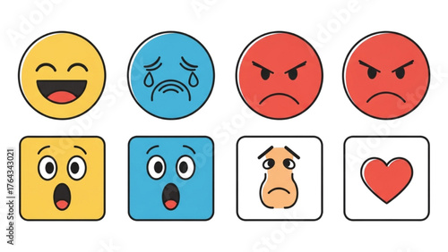 Collection of Emoticons Showing Diverse Emotions and Expressions