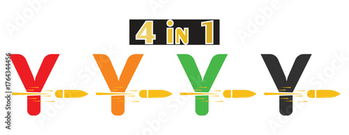 Dynamic Letter Y Monogram with Flying Bullet, Velocity Speed and Progress Logo Design
