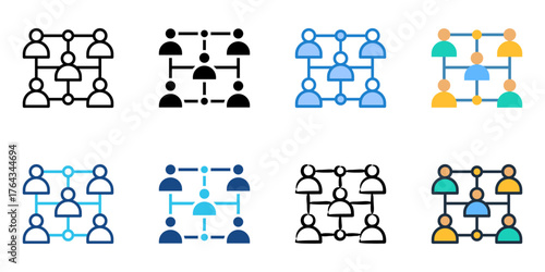 Networking icon set multiple style vector collection 
