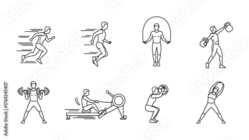 Fitness Exercises Illustrations: A comprehensive array of fitness exercise illustrations, capturing the essence of various workout routines