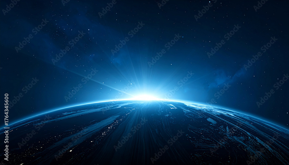 Obraz premium blue sunrise, view of earth from space