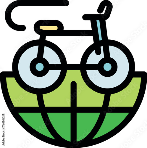 Bicycle riding across a green planet promotes sustainable and eco friendly transportation