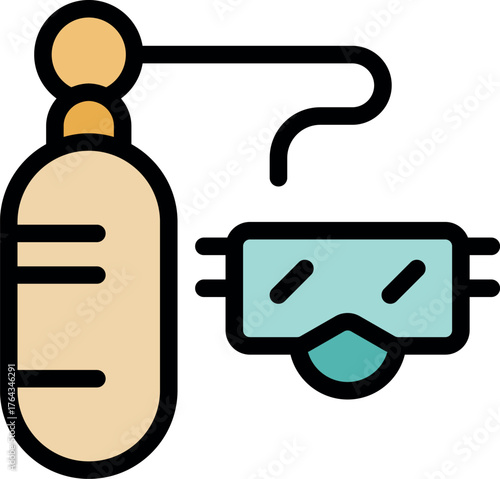 Oxygen tank and goggles ensuring safety and clear vision during diving or industrial activities