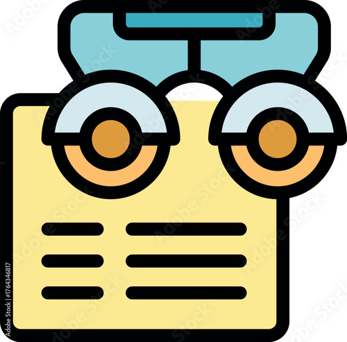 Optometrist using a phoropter checking visual acuity during an eye examination