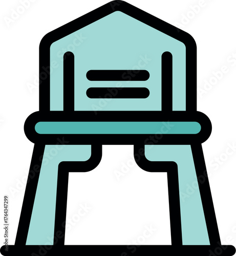 Simple, portable baby highchair icon representing safe and convenient mealtimes for infants