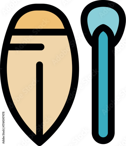 Cosmetic tools for applying foundation, blush, or powder, enhancing facial features