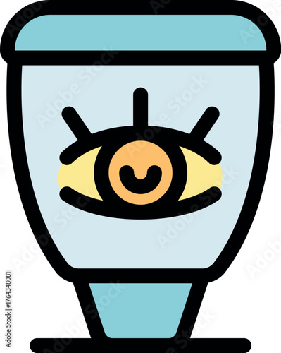 Modern smart toilet bowl featuring an eye symbol, representing observation and technological advancement in bathroom fixtures