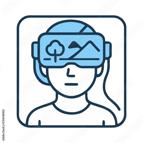 Immersive virtual reality experience with a futuristic headset, showcasing advanced tech applications and exploring potential benefits for mental well-being and health