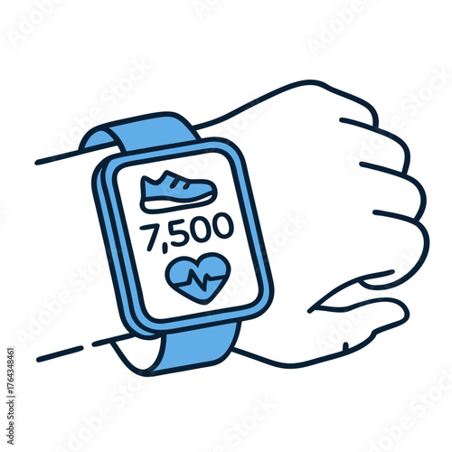 Health Tech Tracking Steps and Heart Rate on a Smartwatch - Staying Active and Connected