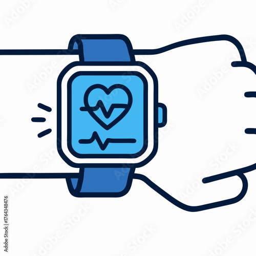 Health tech Smartwatch tracking heart rate and vital signs for fitness and well-being