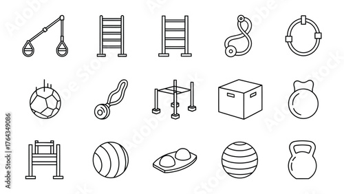 Fitness and Wellness:  A dynamic illustration showcases various essential workout tools, symbolizing a commitment to physical well-being and health-conscious lifestyle.