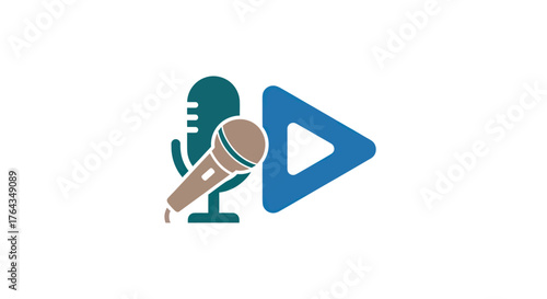 Audio recording and playback concept with microphone and play button.