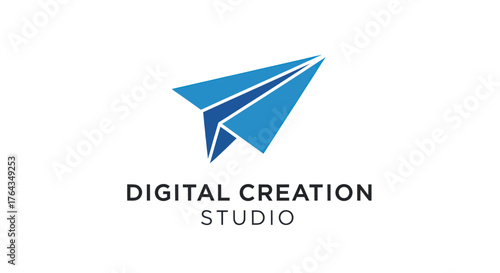 Blue paper airplane logo for Digital Creation Studio.