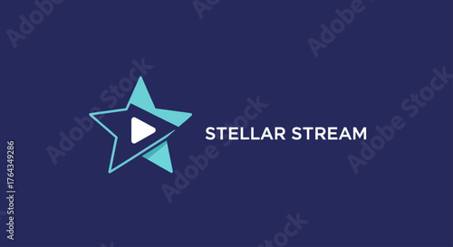 Stellar Stream Logo with Play Button Inside a Star.