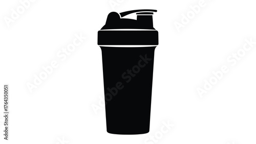 Shaker Bottle Silhouette: A sleek, black silhouette of a shaker bottle, perfectly capturing the essence of fitness and health.