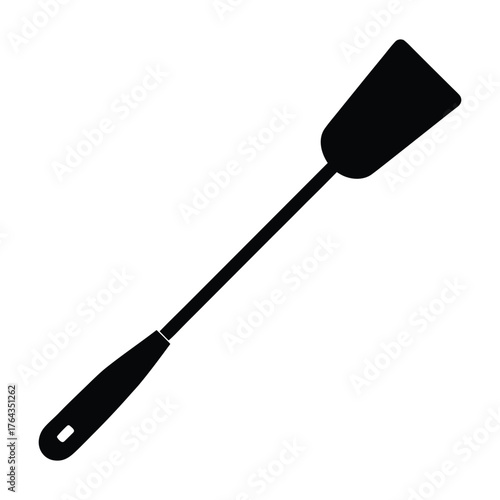 Black spatula kitchen cooking utensil tool equipment flat vector illustration