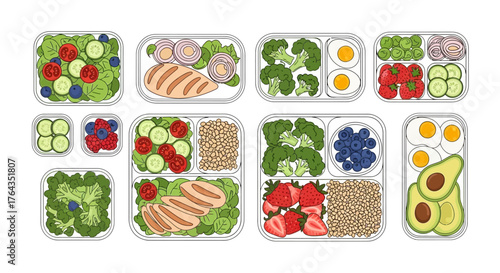 Healthy Meal Prep Containers Filled with Fresh Food and Nutritious Ingredients