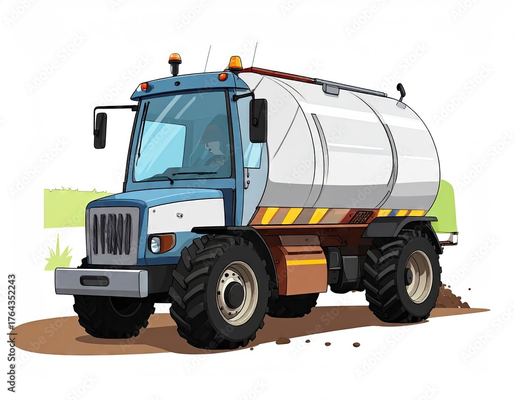 Fototapeta premium Agricultural Sprayer Truck Illustration - Farm Vehicle for Irrigation and Crop Care.