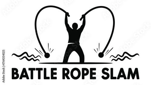 Battle Rope Slam Illustration: A dynamic illustration captures the essence of a battle rope slam, showcasing an individual in action, ropes in motion, and the invigorating energy of a workout.