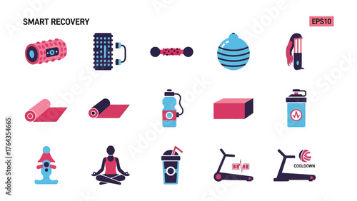 Smart Recovery Tools: A comprehensive collection of fitness tools for post-workout recovery, showcasing various equipment and techniques for optimal physical well-being.