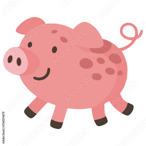 cute pig walking pet animal farm flat color vector illustration template design