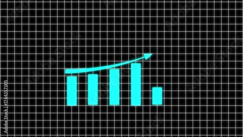 Animated growing line chart on grid background, modern corporate data visualization for business analytics, finance dashboards, and motion design projects.
