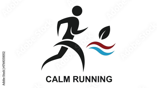 Calm Running: An emblem depicting a serene running figure gracefully moving with an abstract symbol, harmonizing physical activity with the tranquility of nature.