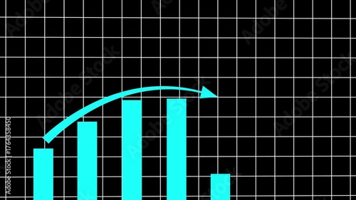 Corporate-style line graph motion animation on grid, seamless data visualization for financial analytics, statistics, and digital business media.