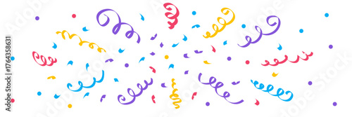Confetti birthday simple background. Carnival colours falling paper elements isolated