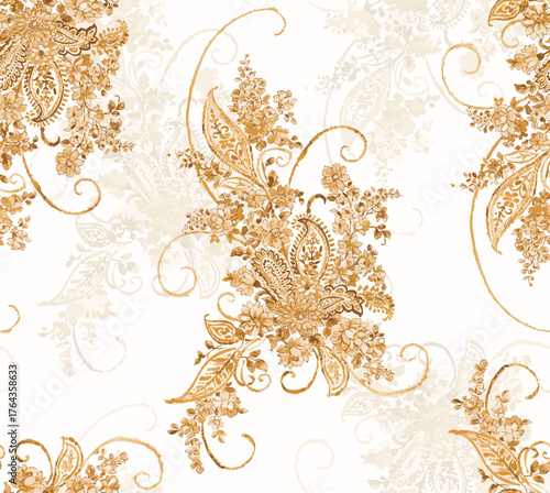 paisley flower seamless pattern vector. embroidery pattern, textile pattern. 