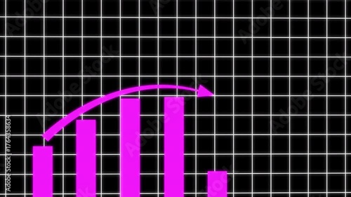 Corporate-style line graph motion animation on grid, seamless data visualization for financial analytics, statistics, and digital business media.