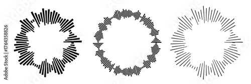 Sound wave circular line pattern. Round music vector, abstract radial icon