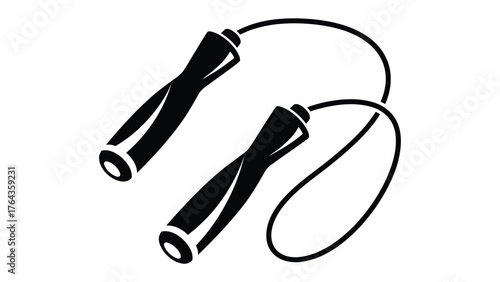 Jumping Rope Silhouette: An eye-level shot captures a black silhouette of a jumping rope, embodying fitness and exercise.