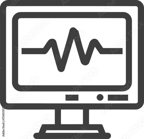 A heart rate monitor is depicted in the modern illustration of the cardiology accessories line icon