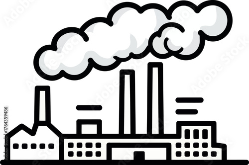 Cement production line icon depicted through a modern illustration of its dust collector system