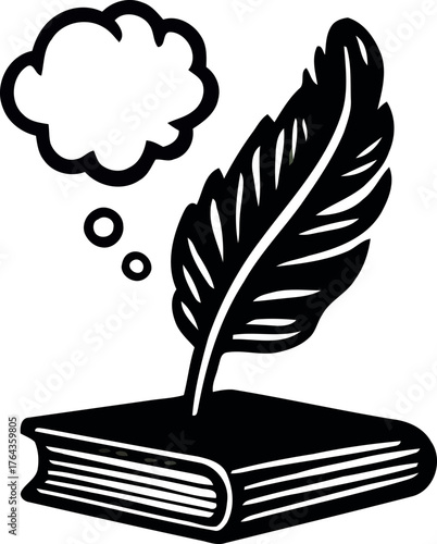 Modern illustration features a line icon that embodies the dream of publishing a book