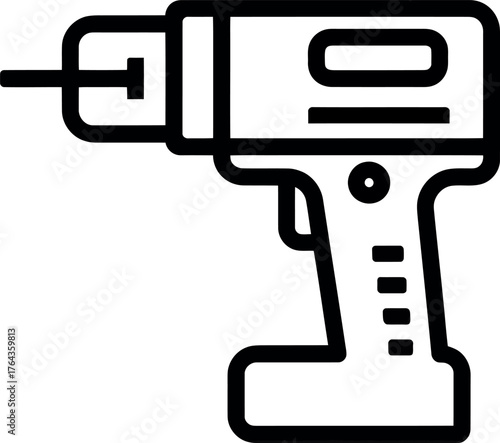 modern illustration of loud construction work with hammering and drilling sounds line icon