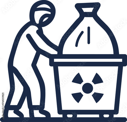 Pharmaceutical waste collection line depicted as a modern icon illustration