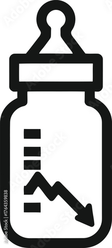 Modern illustration of a baby formula shortage line icon