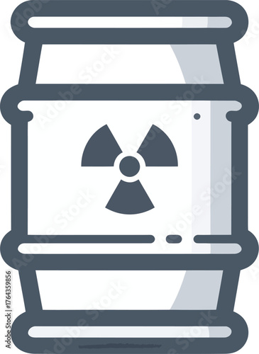Line icon illustrating radioactive pollution and waste barrels in a modern design