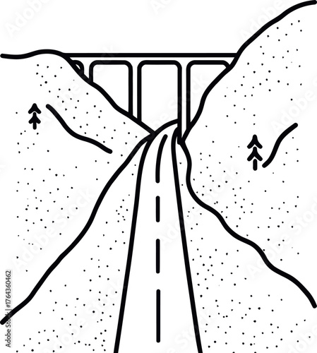An illustration of a road line icon for a modern overpass highway