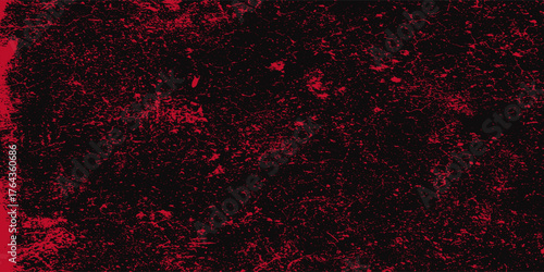 Grunge texture effect background. Distressed rough dark abstract textured. Black isolated on red.